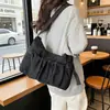 Bolsa de Ombro Versátil Plissada com Cordão e Múltiplos Bolsos Transfronteiriça Novo Modelo 2026 Cor Sólida Casual Texturizada Bolsa Transversal para Mulheres