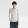 Qiaomi|Ligero y Sensación de Piel_Camiseta de Manga Larga con Cuello Drapeado Falsa de Dos Piezas para Mujer/Diseño Plisado Ajustado Top Amigable con la Piel