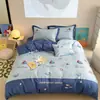 Juego de Ropa de Cama Infantil Suave y Amigable con la Piel de Sarja de Algodón Puro, Juego de Cuatro Piezas de Algodón Puro con Bordado de Parche de Coche de Dibujos Animados