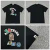 Camiseta unisex de manga curta da marca tendência BAPE, co-branded com design de camuflagem de cabeça de macaco, caimento solto de alta qualidade
