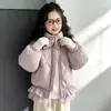 Roupas infantis, agasalhos para meninas, jaqueta de algodão acolchoada com fibra de poliéster, forrada com fleece e espessa, casaco de inverno de peça única, coleção de inverno 2026, novo estilo, vestuário de qualidade para exportação