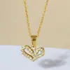 Accesorios de Colgante de Collar de Amor en Forma de Corazón de Acero de Titanio para Mujer, Apilable, Estilo de Alta Gama Otoño e Invierno, Cadena para Clavícula de Acero Inoxidable Incrustada con Circonita