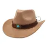 Sombrero de Vaquero de Estilo Étnico Occidental para Hombres y Mujeres, Suave Ante, Sombrero de Viaje para Caballero, Ala Ancha, Bombín, Sombrero de Caballero