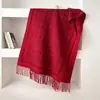 Bufanda de cuadros a rayas de doble cara de alta gama para otoño e invierno para mujer, cachemira sintética, engrosada, cálida, con flecos, calentador de cuello, chal, venta al por mayor