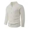 Suéter de Punto Trenzado para Hombre Estilo Old Money, Retro Americano Color Sólido, Abrigo Cardigan Relajado y Casual para el Día a Día