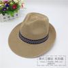 Sombrero de Paja Panama Tejido de Sarga para Hombre de Comercio Exterior de Wenling, con Ala Trasera, Protección Solar y Transpirable