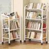 Estantería de almacenamiento para libros de pie, móvil con ruedas, multicapa, para el hogar, almacenamiento de snacks para niños, carrito pequeño, librero simple
