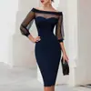 2026 Loja Independente Amazon Nova Moda Feminina para Comércio Exterior Elegante para o Trabalho Sexy Malha Ombro a Ombro Bodycon Vestido