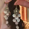 Pendientes Largos de Estilo Antiguo y Nuevo Estilo Chino con Borlas de Flor, Sensación Elegante y de Alta Gama, Accesorios Hanfu y Cheongsam para Mujeres