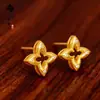 Loja de Ouro Mesmo Estilo Ouro Areia Popular Brincos de Flor Borboleta para Mulheres Alta Retenção de Cor Asas de Anjo Trevo de Quatro Folhas Brincos Atacado