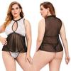 Ropa Interior Sexual de Comercio Exterior Transfronterizo Chica Gorda Mujer Gorda Encaje Europeo y Americano Pijama Sexual de Encaje Sexy Semitransparente xl-5xl