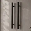 Acero inoxidable cepillado puerta de cristal manija cuadrada moderna minimalista par de manijas grandes manija larga para puertas de tiendas y hoteles