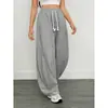 Comercio Exterior Transfronterizo Europeo y Americano Nuevo Retro Simple Color Sólido Versátil Pierna Ancha Casual Holgado Pantalones Largos Mujer En Stock Venta al por Mayor