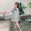 Vestido para Niñas 2026 Nuevo Estilo Vestido Preppy para Niña Pequeña de Manga Corta de Moda Verano Vestido de Princesa para Niños
