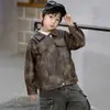 Chaqueta de Cuero Vintage Desgastada para Niños, Nuevo Estilo Primavera y Otoño, Atuendo Elegante y de Moda para Niños Pequeños, Abrigo Infantil Fresco y a la Moda