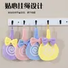Toalla pequeña para colgar para limpiar las manos, toalla linda de dibujos animados para la cocina, pañuelo absorbente engrosado de vellón coral, toalla tipo paleta para limpiar
