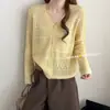 Cárdigan de punto de alpaca con diseño calado y cuello en V para mujer, colección de otoño 2026, chaqueta suéter petite