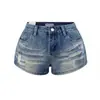 Shorts de mezclilla estilo "hot girl" de tiro medio-bajo para mujer, nuevo estilo retro americano 2026, lavados y desgastados, adelgazantes, holgados, de corte A, hot pants