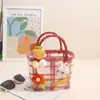 Bolsa de Palha Portátil de Gelatina Desenho Animado Fofo, Nova Bolsa de Palha Quadrada de Coelho para Viagem de Férias, Bolsa Quadrada Pequena Versátil