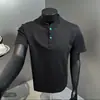 Camiseta Retro Americana de Cuello Henry para Hombre, Verano, Corte Limpio, Manga Corta, Ajuste Delgado, Top Corto, Camisa Polo