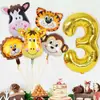 Set de Globos de Columna con Número de Cumpleaños para Niño Temática de Animales Decoraciones para Fiesta de Primer Cumpleaños de Bebé Pared de Fondo