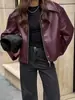 Chaqueta de Cuero Estilo Motociclista 2026 Otoño e Invierno Europeo y Americano Nuevo Abrigo Holgado Moda Ropa de Cuero Transfronteriza Nueva Ropa para Mujer Abrigo