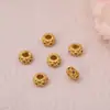 Bolsa de la suerte antigua de oro con incrustaciones de circón, cuentas de espiga de trigo, cuentas de barril, pulsera DIY, collar, pulsera, joyería hueca, en stock, venta al por mayor