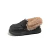 Sapatos de Menina, Sapatos Pequenos de Couro para Crianças, Sapatos de Algodão, Novo Estilo de Inverno, Estilo Britânico, Mocassins de Veludo Preto Forrados com Algodão para Meninas Pequenas