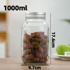 Frascos de Vidrio Mason Cuadrados y Redondos Transparentes, Frascos de Vidrio Sellados para Encurtidos, Frascos para Conservas de 1000ml, Botellas de Vidrio en Stock