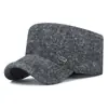 Chapéu Masculino de Meia-Idade e Idoso Quente com Proteção para as Orelhas, Chapéu de Lã Espessa com Topo Plano para Outono e Inverno, Chapéu de Viagem ao Ar Livre para Pai, Chapéu de Velho
