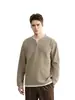 Otoño/Invierno Old Money Sencillo Camiseta de Manga Larga de Punto Waffle Falso Dos Piezas Camisa Henley Retro Americano de Cuello V Top Casual Americano