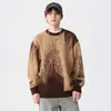 Suéter de cuello redondo de jacquard nuevo y cálido de invierno para hombre, suéter holgado de talla grande estilo japonés retro que combina con todo, moderno