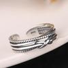 S925 Sterling Silver Anel de Linha Entrelaçada Dongdaemun Estilo Coreano Feminino Retro Punk Hip-hop Enrolamento Multi-camada Anel Aberto
