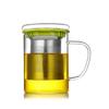 Taza de Tres Piezas con Filtro Anillo de Silicona Capa Única Vidrio Caliente y Frío Taza para Té Verde Taza Recta Simple Engrosada con Tapa y Asa