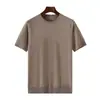 Estilo Novo Primavera e Verão Manga Curta Masculino Gola Redonda Negócios Fino Tricô Lã Fina Suéter Alta Qualidade Cor Sólida Meia-Manga Camiseta