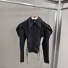 Nova Camisa Retrô Francesa Outono 2026 com Manga Bufante, Gola Reversível, Tiras Trançadas para Amarrar, Top Emagrecedor com Ajuste na Cintura