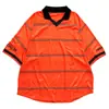 Camiseta de Fútbol Polo Manga Corta Bloque de Color Retro Cuello en V, Camisa Deportiva de Fútbol Holgada Oversize Vintage Estilo Americano