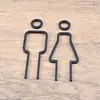 Letrero acrílico para puerta de baño de hombres y mujeres, placa de puerta personalizada para inodoro, letrero de baño, letrero, pegamento trasero