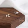 Brincos Combinando Coração Coração Prata Pura S999 para Mulheres, Frescos e Doces, Corte Splicing Coração Duplo Pêssego Coração Brincos Atacado