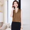 Camiseta Chaleco sin Mangas con Cuello en V para Mujer Verano Nuevo Elegante Slim Profesional Casual Moda Versátil Ropa de Trabajo Top