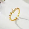 Anillo Abierto de Mariposa con Circonita Micro-Pavimentada, Fresco y Dulce, Artefacto de Apilamiento Moderno y Versátil, Anillo Ajustable para Dedo Índice