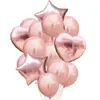 Balão de Látex Espesso com Confete para Festa de Aniversário e Casamento - Conjunto Rose Gold com 14 Peças