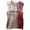 Chal Europeo y Americano Transfronterizo Ajustado, Lavado y Desgastado, Camiseta sin Mangas Retro Americana, Manga Corta Estampada Halloween Amazon