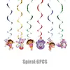 Decoraciones para fiesta de cumpleaños de niña transfronteriza: Guirnalda de mono Dora, decoraciones colgantes en espiral, vasos de papel, platos de papel, mantel, globos