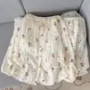 Pijama doce estilo japonês para mulheres, primavera e outono, com sutiã embutido, algodão nuvem, estampa floral, conjunto de loungewear de manga comprida, atacado para vendas transfronteiriças