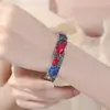 Pulseira Ferradura Peônia Esmaltada Retro Feminina Cozimento em Baixa Temperatura Azul Design de Nicho Moda Personalizada Presente para Mãe
