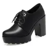Sapatos de Salto Alto para Mulheres Baixas, Aumentadores de Altura e Emagrecedores, Sapatos de Cadarço Femininos de Salto Único, Sola Grossa, Corte Profundo, Sapatos da Moda para Mães de Meia-Idade, Estilo Elegante