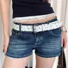 Cinto punk Y2K colorido de bolinhas para mulheres, de alta qualidade e único, com decoração de fivela de metal, adequado para combinar com jeans, moderno