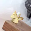 Nafoge Joias de Prata Atacado Moda Antigo Francês Dourado Aberto Folha de Ginkgo Anel Feminino com Pérola Natural Anel de Prata de Lei 925