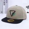 Gorra de Hip-Hop de Ala Plana para Niños de Estilo Europeo y Americano de Moda con Logo Triangular Único, Gorra para el Sol, Nueva Gorra de Béisbol para Bebé con Bloques de Color para Exportación